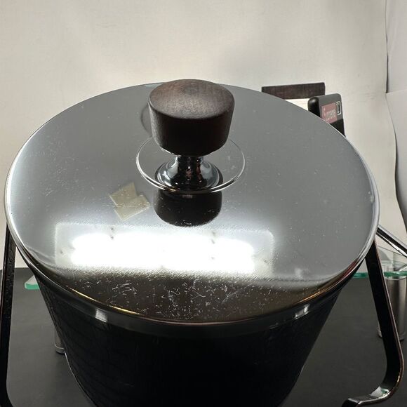 KROMEX® ICE BUCKET–CHROME/TEAK/BLACK – Mid-Century Modern - Picture 5 of 15